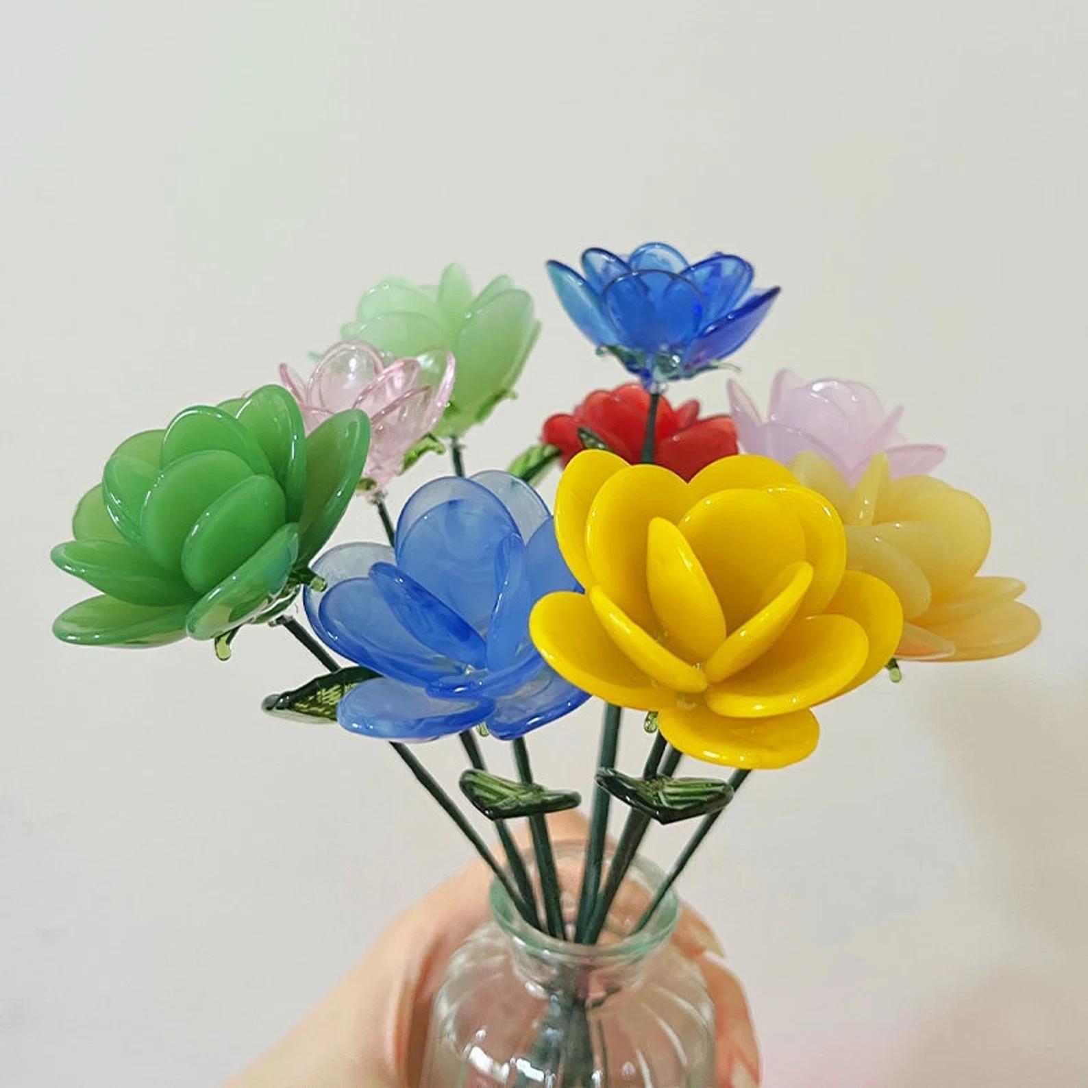 Glass Rose in Red/Pink/Purple, June Glass Birth Flower, Glass Flower, Unique Glass Art, Handmade Rose Sculpture, Anniversary Gift for Her - Image 11