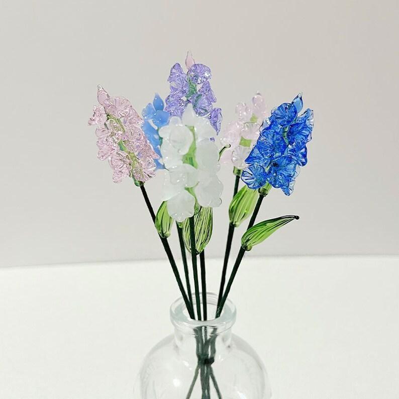 Glass Larkspur Flower Figurine, Custom Color Glass Flower, Blue Delphinium Figurine, Home Decor, Birthday Gift for Mom - Image 4