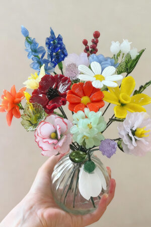 24 Styles Glass Birth Flowers – Poppy, Carnation, Narcissus, Peony, Iris, Gladiolus & More | Unique Birthday or Christmas Gift for Mom
