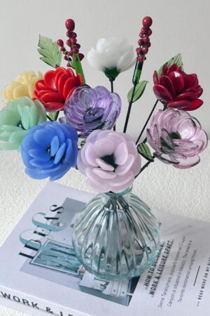 Glass Ranunculus, April Birth Flower, Custom Birth Month Flowers, Realistic Glass Flower Gift for Mom, Elegant Home or Wedding Decor