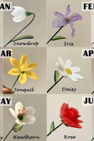 Glass Birth Flower (Jan to Dec), Glass Carnation, Iris, Daffodil,Daisy, Lily, Larkspur,Aster,Poppy, Handmade Birthday Gift, Christmas Gift