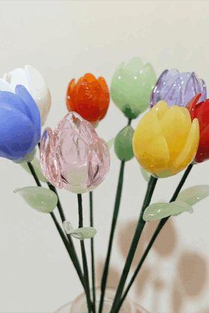 Mini Glass Tulip in Red/Yellow/Orange/Pink/Purple, Cute Tulip Glass Figurine, Boho Home Decor, Unique Valentine's Day, Mother's Day Gift