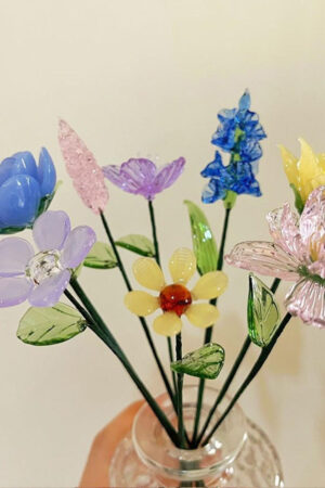 Handmade Glass Flower Figurine: Boho Home Decor