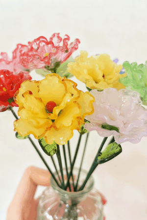 Glass Carnation Sculpture: January Birth Flower Table Centerpiece