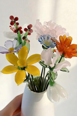 24 style Glass Birth Month Flower with Adjustable Stem