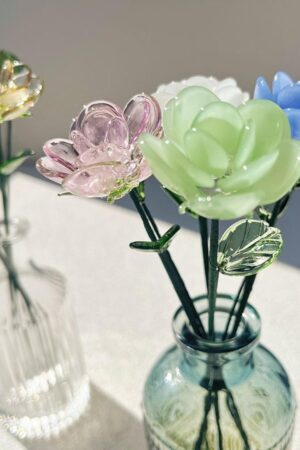 Glass Rose in Red/Pink/Purple, June Glass Birth Flower, Glass Flower, Unique Glass Art, Handmade Rose Sculpture, Anniversary Gift for Her