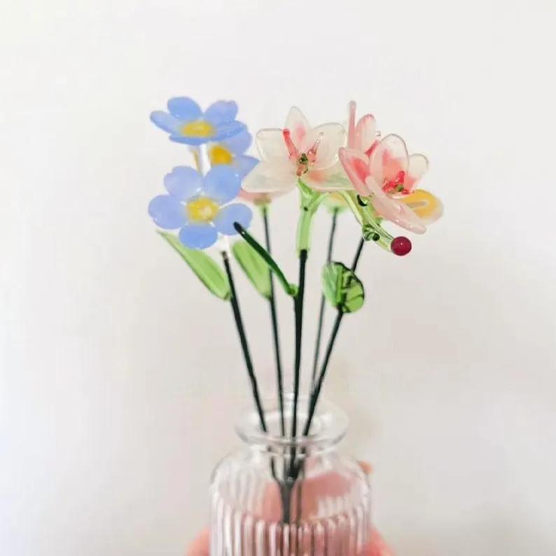 Glass Orchid, Phalaenopsis, Plumeria, Frangipani, Forget-me-not, Myosotis, Custom Glass Flower Sculpture, Boho Table Wedding Decor Gift - Image 5