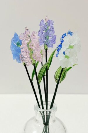 Boho Larkspur Glass Flower in Blue/Pink/Purple/White, Delphinium Glass Figurine, Blown Glass Art, Table Decor, Gift for Her