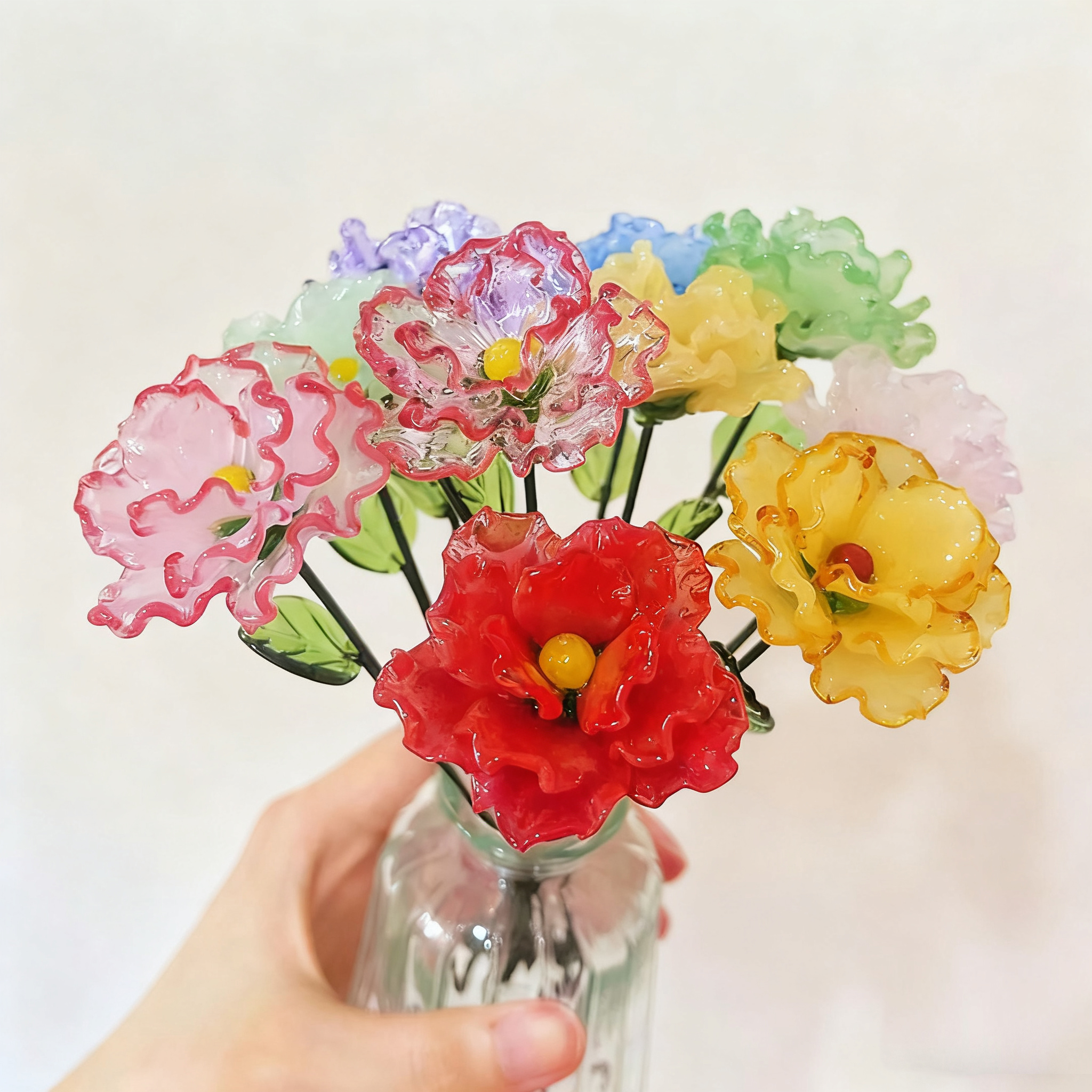 Glass Carnation Sculpture: January Birth Flower Table Centerpiece - Image 7