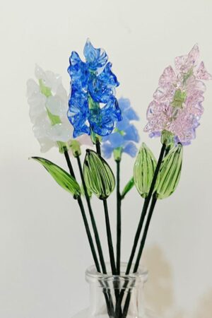 Glass Larkspur Flower Figurine, Custom Color Glass Flower, Blue Delphinium Figurine, Home Decor, Birthday Gift for Mom