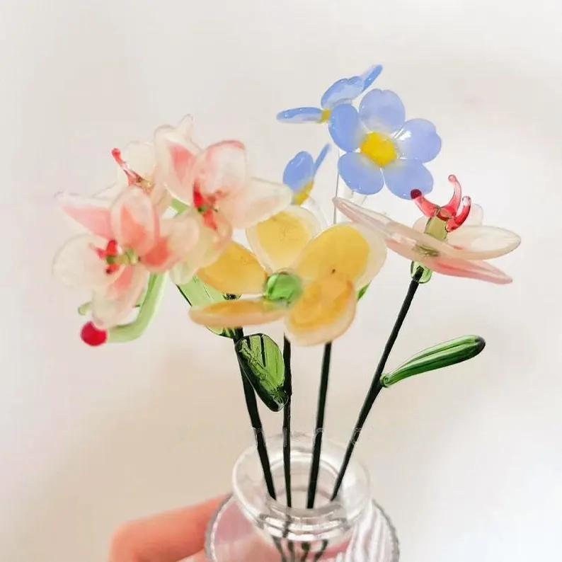Glass Orchid, Phalaenopsis, Plumeria, Frangipani, Forget-me-not, Myosotis, Custom Glass Flower Sculpture, Boho Table Wedding Decor Gift - Image 8